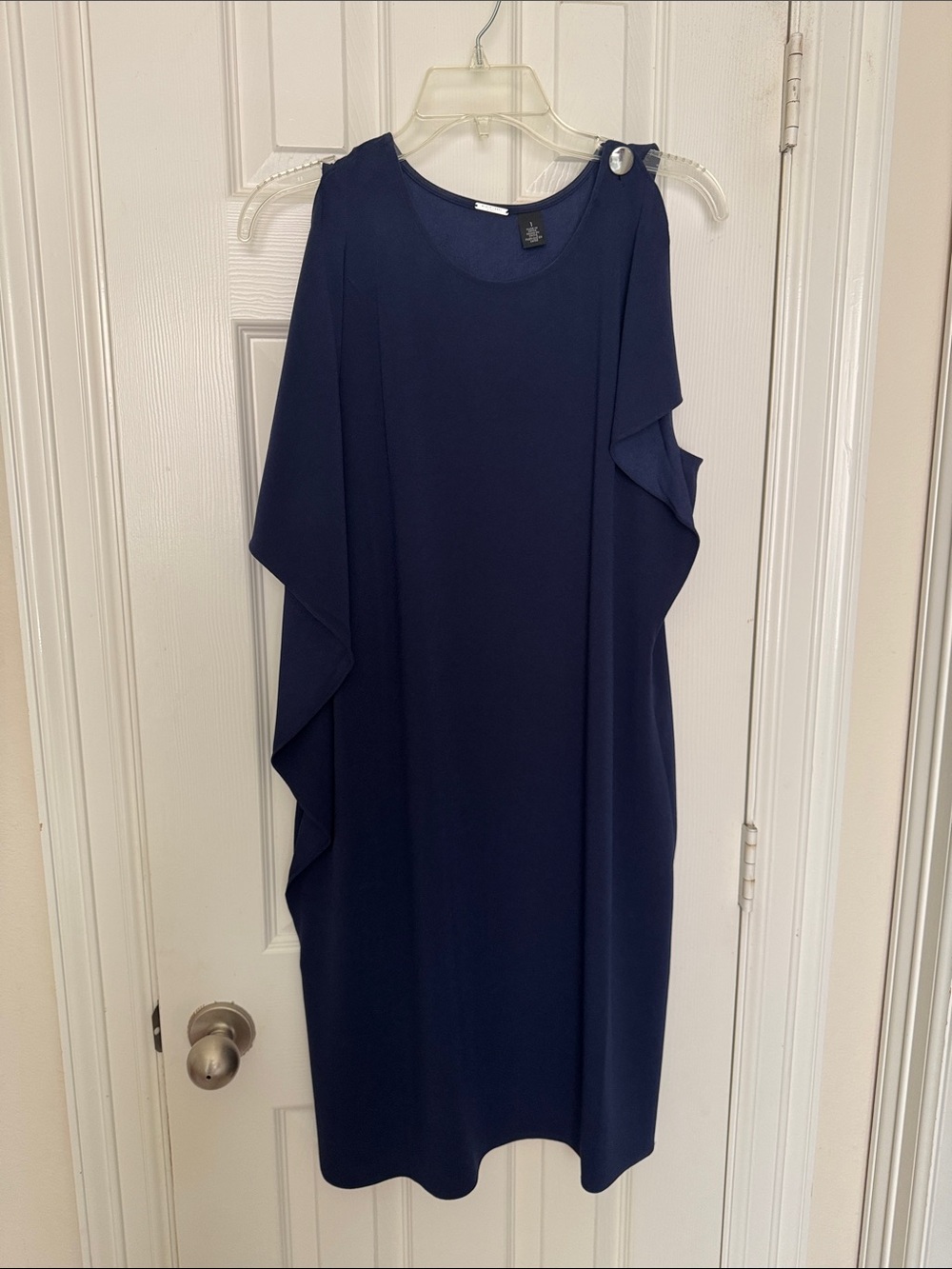 Chico's Navy One-Shoulder Ruffle-Detail Dress